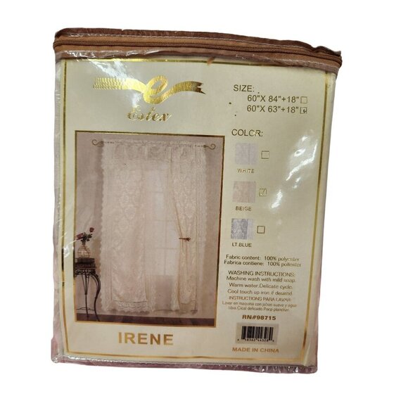 Irene Estex Jacquard Panel With Lace Valance Voile Liner and 2 Tie-backs 60x63 B - Picture 1 of 12